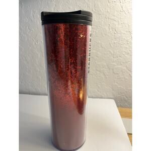 Starbucks Hot & Cold Cup 16oz Tumbler Red Glitter Sequin Insulated -